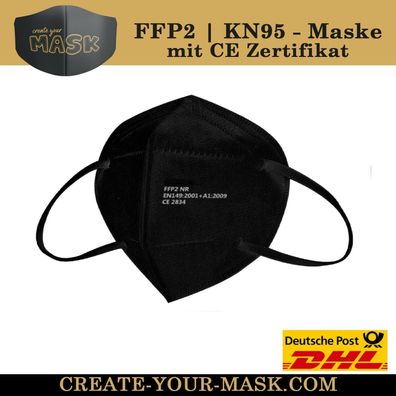 10 x FFP2 Maske Mundschutz Masken Atemschutz 5-lagig Zertifikat Schwarz