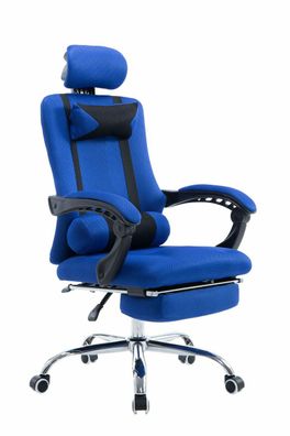 Bürostuhl blau Zockersessel Gamer Gaming Fußablage Chefsessel Drehstuhl stabil