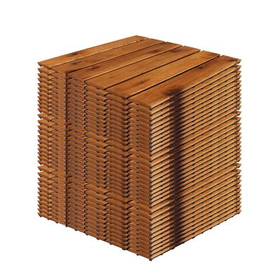 33 Holzfliesen Akazie FSC®-zertifiziert 30x30cm ca. 3 QM Stecksystem Zuschneidbar