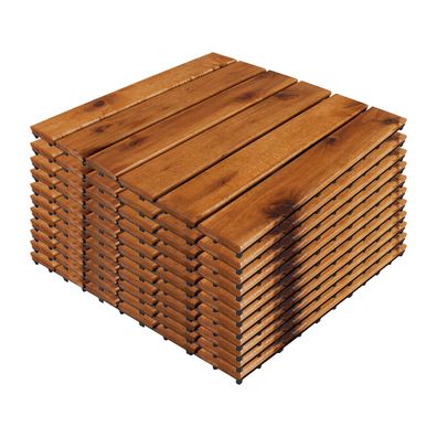 11 Holzfliesen Akazie FSC®-zertifiziert 30x30cm ca. 1QM Stecksystem Zuschneidbar