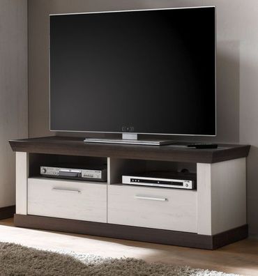 TV-Lowboard in weiß Pinie TV Schrank Landhaus TV-Board Flat Corela 135 cm