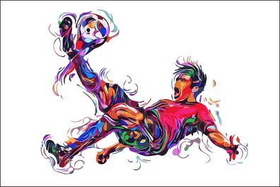 Muralo Selbstklebende Fototapeten XXL bunter Fußballspieler wie gemalt 1108