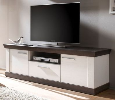 TV-Lowboard Fernsehtisch weiß Pinie Landhaus Flat-TV Unterschrank Corela 158 cm