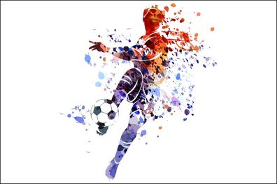 Muralo Selbstklebende Fototapeten XXL bunter Fußballspieler wie gemalt 1116