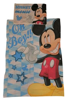 Disney Babybettwäsche Mickey Maus mit Sternen Blau 100 x 135 cm 100% Baumwolle