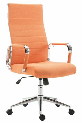 Bürostuhl 136 kg belastbar orange / chrom Stoffbezug Chefsessel Drehstuhl NEU