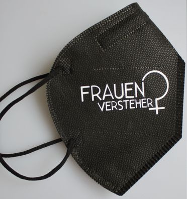 1 FFP2 Maske in Schwarz Deutsche Herstellung mit Print - Frauenversteher - 15278