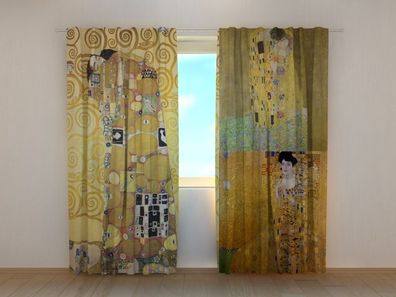 Fotogardine 3D Foto-Vorhang nach Maß Vorhänge & Gardinen Gustav Klimt Collage
