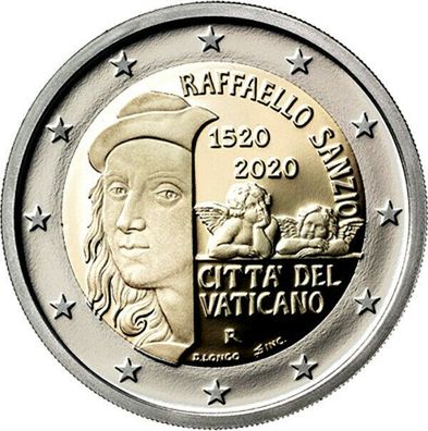 2 Euro 2020 Gedenkmünze 500. Todestag Raffaello PP im Originaletui Raphael