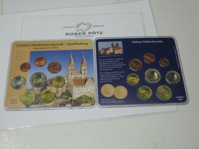 Kursmünzensatz UNESCO Quedlinburg 2003 selten Prägestätte A Berlin