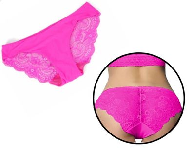 Damen Unterhose Schlüpfer Spitze Unterwäsche Panty Rosa Pink M L XL XXL