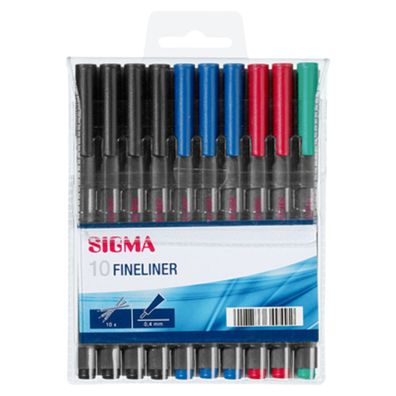 10 SIGMA Fineliners 4 Farben ca. 15,5 cm lang 0,4 mm Strichbreite NEU OVP