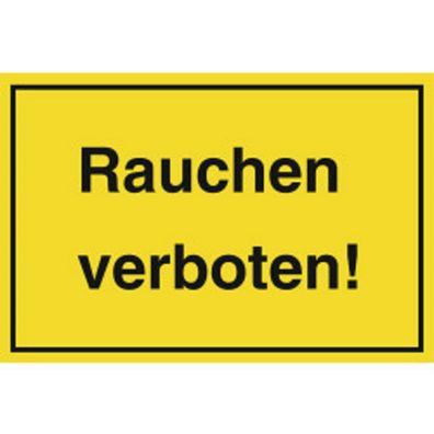 Hinweisschild "Rauchen verboten" Kunststoff gelb / schwarz 250 x 150 mm NEU