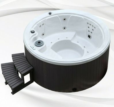 XXL Luxus LED Whirlpool 208x208 rund SPA Hot Tub + Ozon Outdoor + Indoor 4 Personen