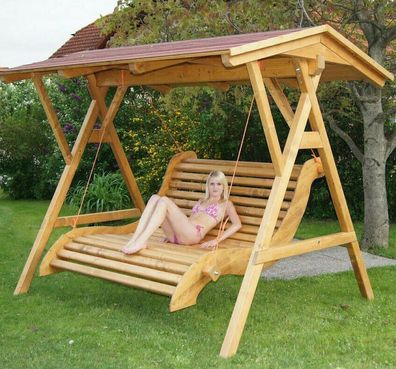 XXL Luxus Holz Hollywoodschaukel Premium Massivholz Gartenmöbel -Gartenschaukel-
