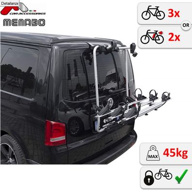 Heckklappen Fahrradträger für 3 Fahrräder für VW T6 Transporter Bus Kasten 2015-