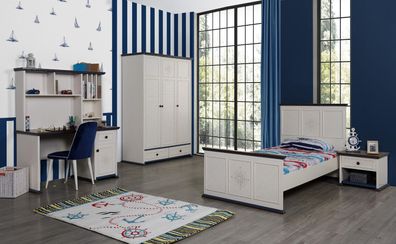 Jugendzimmer-Set Zuma in weiß mit Schreibtisch und Kleiderschrank TOP modern