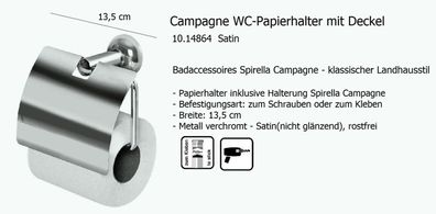 Campagne Satin WC Papierhalter mit Deckel