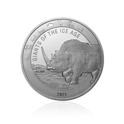 1 Unze Silbermünze Giganten der Eiszeit - Wollnashorn 2021