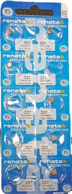 10x RENATA Uhrenbatterie 337 für Armbanduhr Knopfzelle SR 416 V337 SR416SW