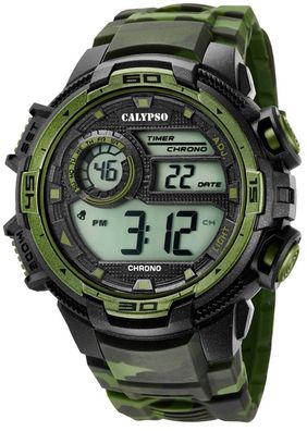 Calypso | Herrenuhr digital Quarz mit Alarm schwarz/ grün K5723/2
