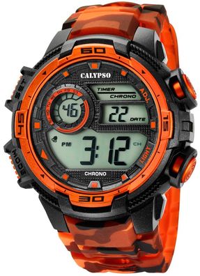 Calypso | Herrenuhr digital Quarz mit Alarm schwarz/ orange K5723/5
