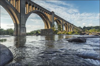 Muralo VLIES Fototapeten XXL Brücke Stein Fluss Himmel 1188