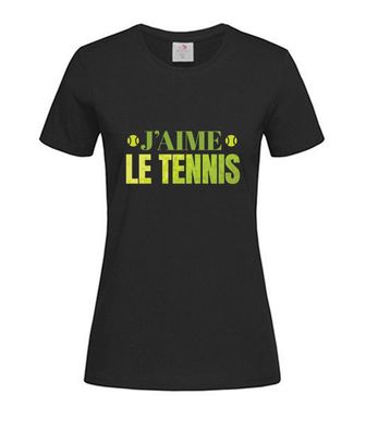 T-Shirt Damen-Tennis lover french quote, J'aime Le Tennis