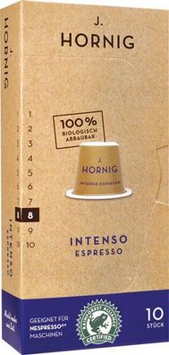 J. Hornig Intenso Espresso 8, Nespresso-kompatibel, kompostierbar, 10 Kaffeekaps