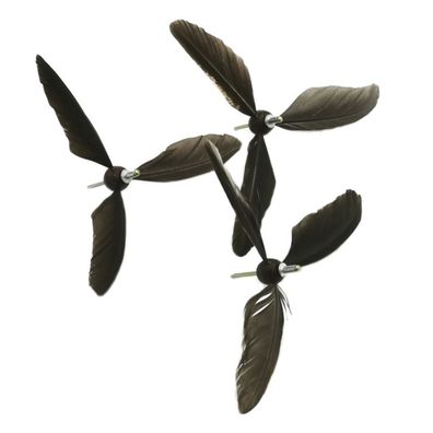 Windspiel Hänger Maritim Möwe mit Propeller Federn Treibholz Flattervögel 40 cm