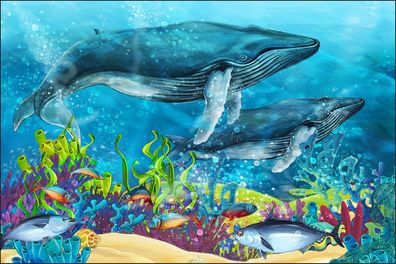 Muralo Selbstklebende Fototapeten XXL Kinderzimmer Ozean Fische 1241