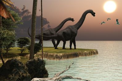 Muralo Selbstklebende Fototapeten XXL Kinder Dinosaurier Landschaft 2376