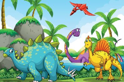 Muralo Selbstklebende Fototapeten XXL Für Kind Dinosaurier Grün 2381