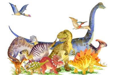 Muralo VLIES Fototapeten Tapeten XXL Kinder Dinosaurier Aquarell 2386
