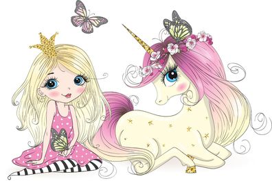 Muralo Selbstklebende Fototapeten XXL Kind Prinzessin Schmetterlinge 2423