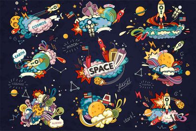 Muralo VLIES Fototapeten Tapeten XXL für Kinder Kosmos Astronauten 2829