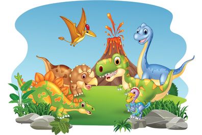 Muralo VLIES Fototapeten Tapeten XXL Kinder lustige Dinosaurier 3D 2839