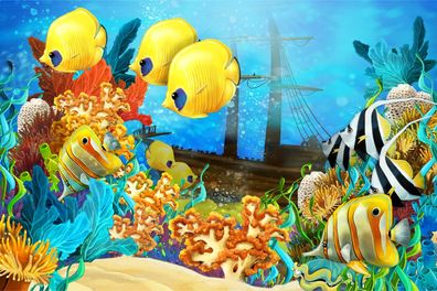 Muralo VLIES Fototapeten Tapeten XXL Kinder tropische Fische Ozean 2863