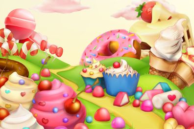 Muralo VLIES Fototapeten Tapeten XXL Kinder Land von Süßigkeiten 3D 3183