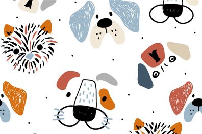 Muralo VLIES Fototapeten Tapeten XXL für Kinder Bunte Hunde Muster 3381
