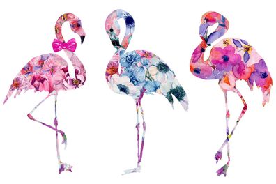 Muralo VLIES Fototapeten Tapeten XXL Kinder Flamingos Blumen Vögel 3558