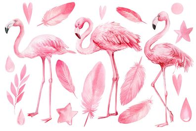 Muralo VLIES Fototapeten Tapeten XXL für Kinder Flamingos Herzchen 3571