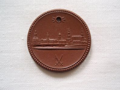 DDR Porzellan Medaille Meißen , Volkskongress Sachsen 1948 Einheit Deutschlands