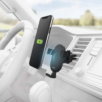 Hama Qi Auto Wireless Charger Handy Halterung Induktions Ladegerät Clamping KFZ