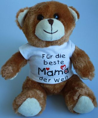 Teddybär mit Shirt - Für die beste Mama der Welt - Größe ca 26cm - 27047 dunkelb