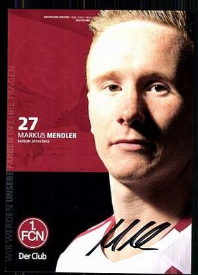 Markus Mendler 1 FC Nürnberg 2014-15 Original Signiert + A 85451