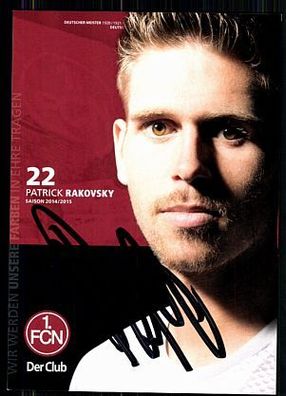 Patrick Rakovsky 1 FC Nürnberg 2014-15 Original Signiert + A 85454