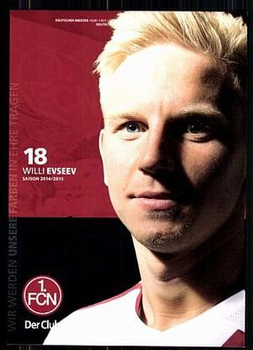 Willi Evseev 1 FC Nürnberg 2014-15 Original Signiert + A 85458