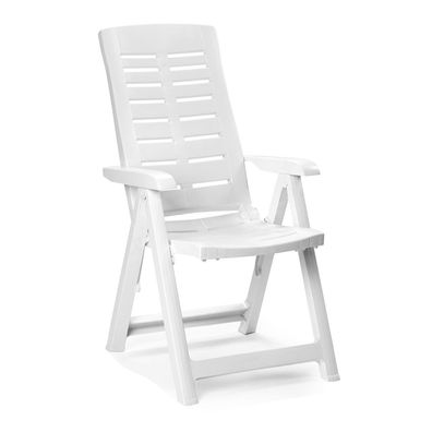 Klappsessel Weiß Klappstuhl Positionsstuhl in 5-Pos. verstellbar Kunststoff