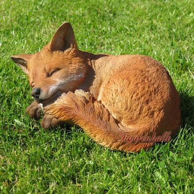 Fuchs schlafend Fux Wald Wiesen Figur Skulptur Dekoration Dekofigur Neu